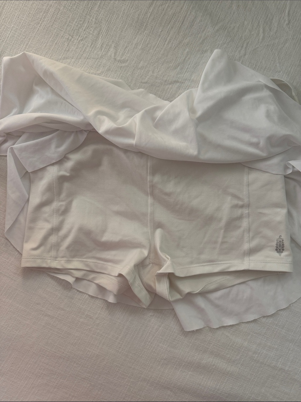 Free People Movement White Athletic Ruffle Skort with Drawstring - Picture 3 of 3